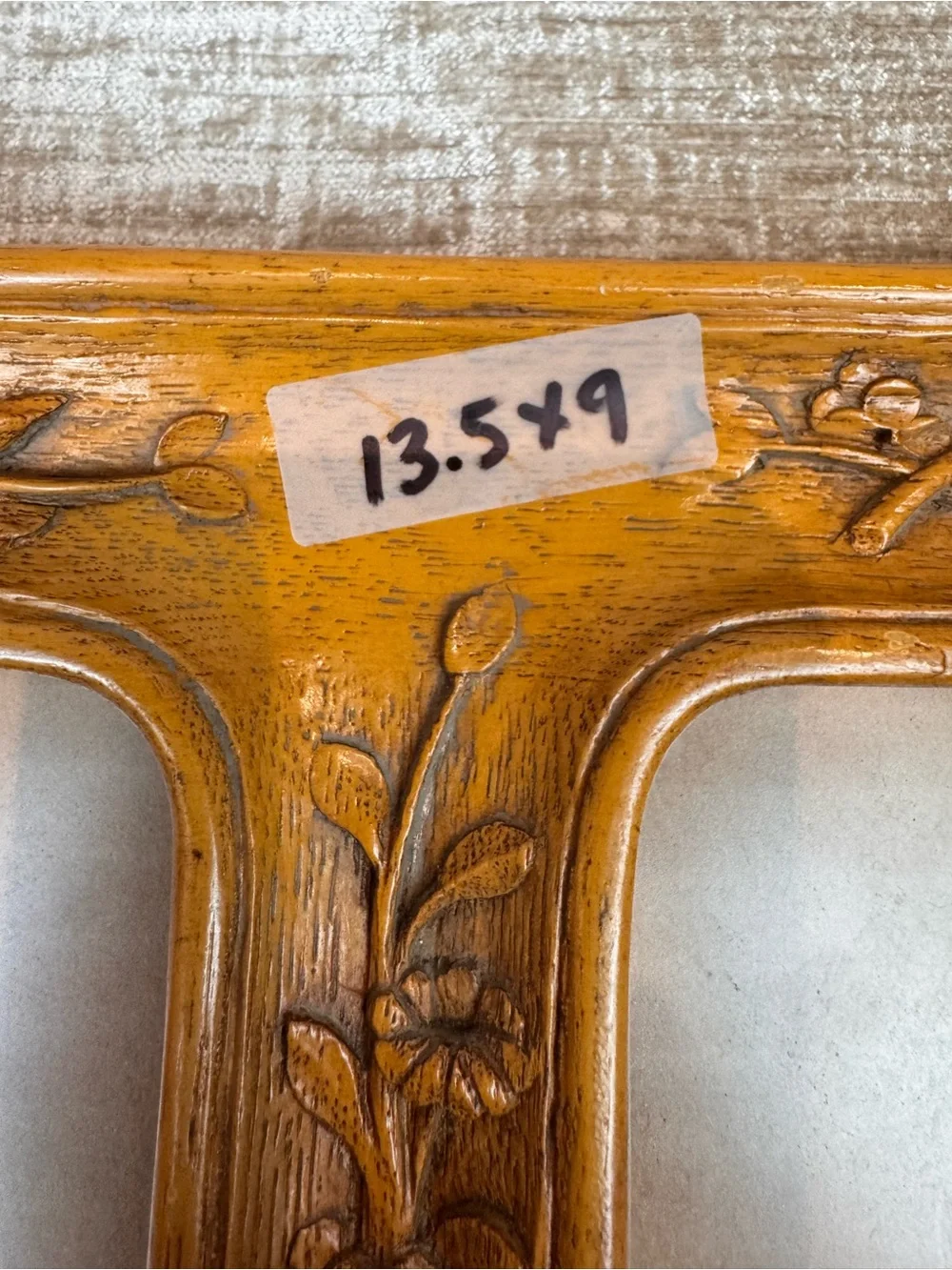 Wood Carved Double Photo Frame in Warm Honey Brown rosebuds vintage Victorian
